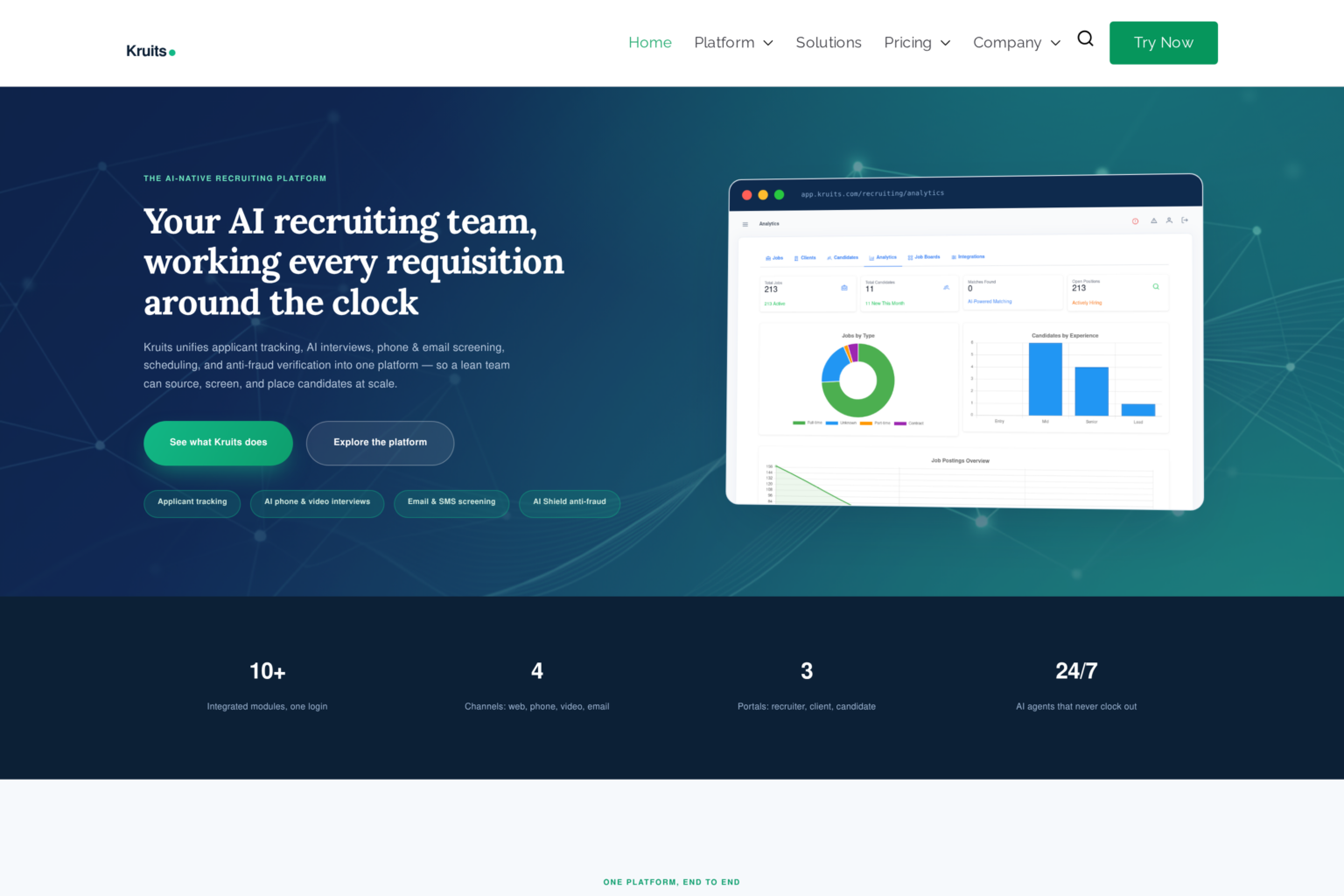 Kruits.com — AI-native recruiting platform built on Assistant Cortex